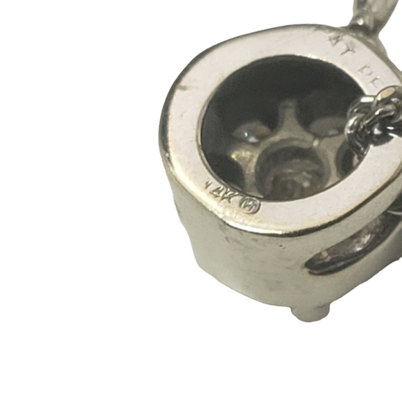 Vintage 14 Karat White Gold Pearl and Diamond Pendant Necklace #13088 - Picture 5 of 6